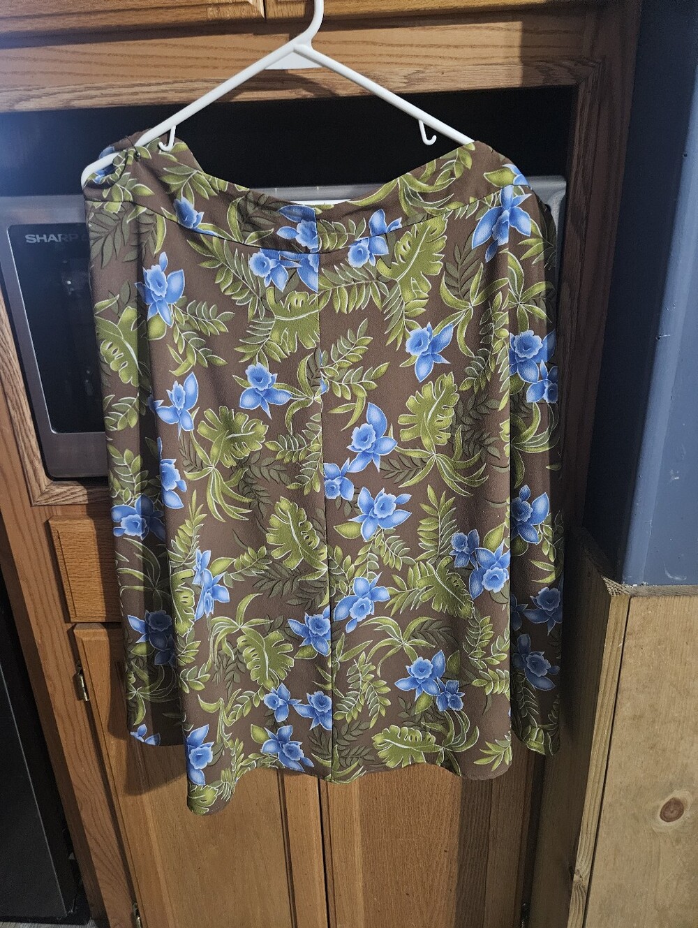 Sag Harbor Brown skirt with Blue Floral Print